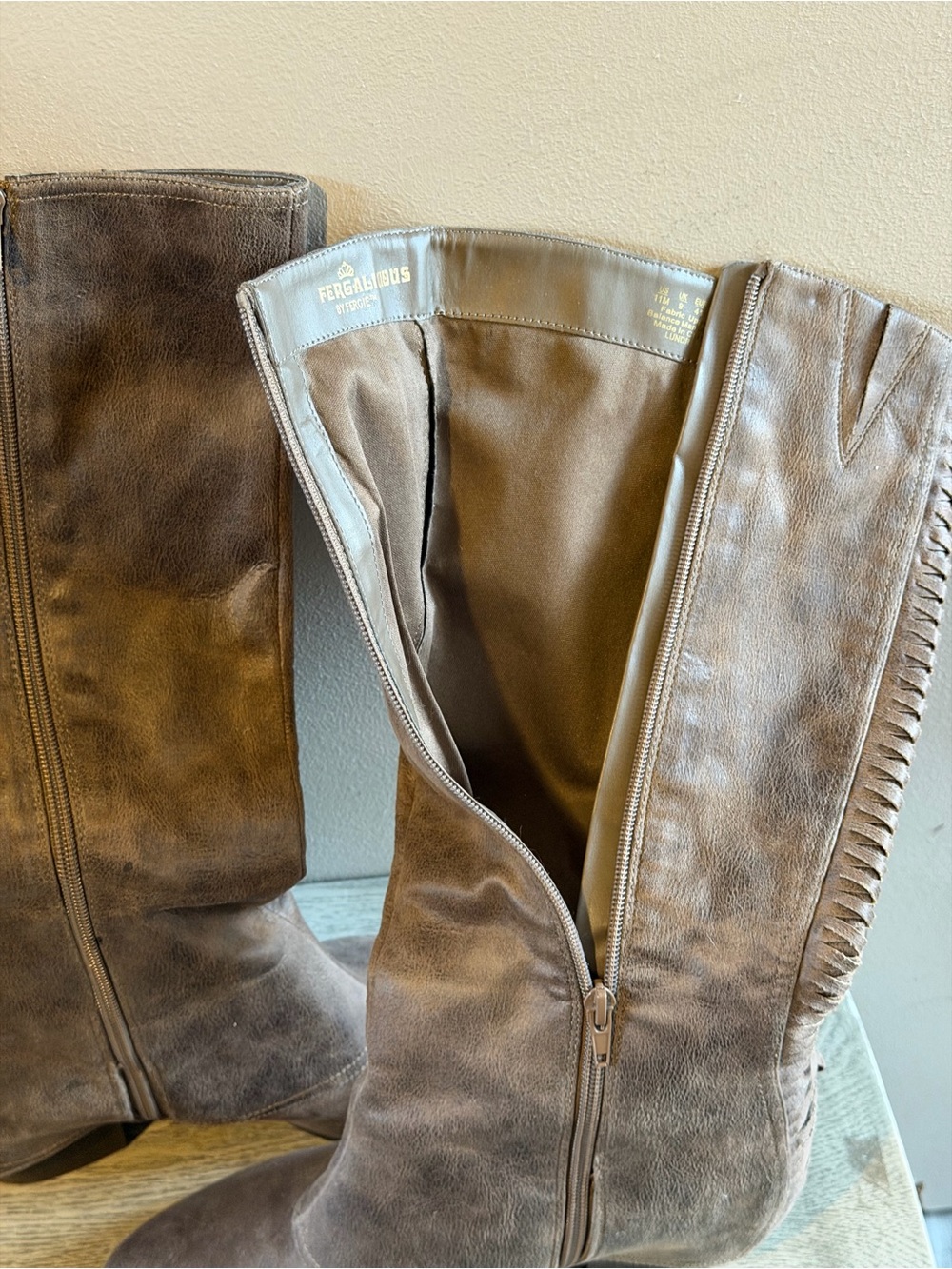 Fergalicious Black and Taupe Heeled Knee-High Boots 2 PAIRS Size 9 - Picture 12 of 14